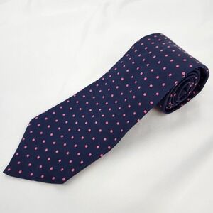 Banana Republic Mens Navy Pink Polka Dot Silk Tie Classic Preppy Made in Italy
